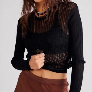 Free People H20 Crew Pullover Black Size XL NWT